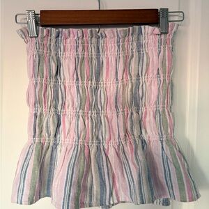 Hollister Pink and Green Striped & Scrunched Tube Top